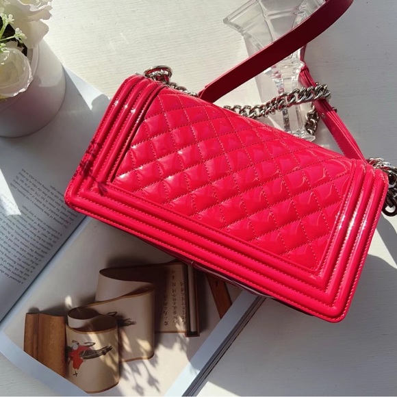 Chanel Le boy Medium Patend Bag Red - Picture 2 of 7